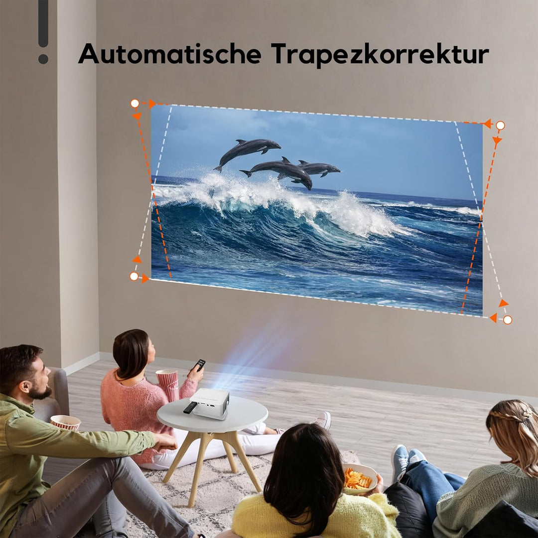 Mini Beamer, AKIYO Mini Projektor, Tragbarer Filmprojektor 1080P Unterstützt für Kindergeschenk, Hei