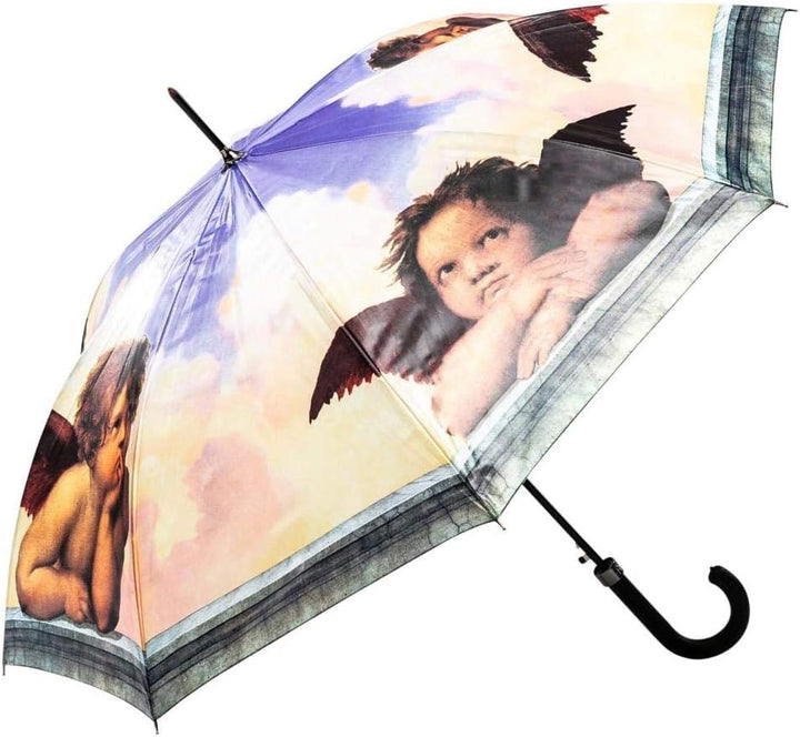 LUCKYWEATHER Regenschirm Stockschirm Damen/Herren Motiv Raffael Engel Auf-Automatik I Stockregenschi