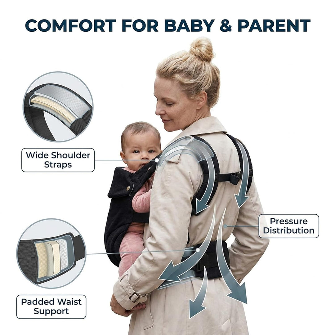 Bebamour Babytrage für 3,6–14,9 kg, ergonomisch, komfortabel, Baumwolle, für vorne und hinten, beige