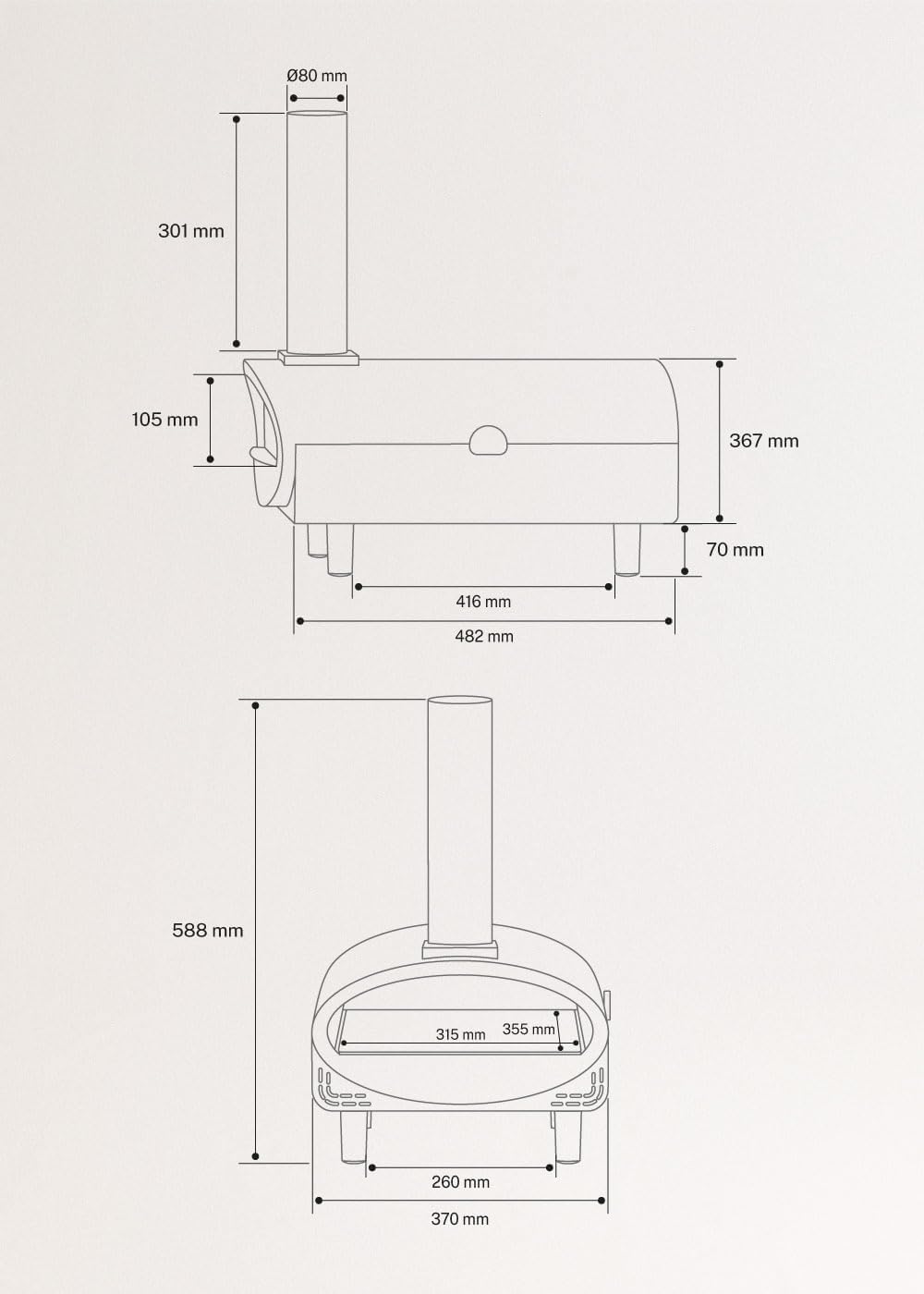 CREATE/PIZZA MAKER ADVANCE/Pellet-Ofen für Steinofenpizzen/Pizzen bis Ø30 cm, schnelles Aufheizen, T