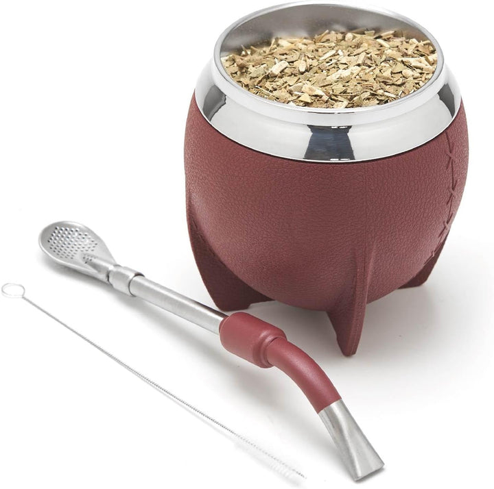 balibetov Yerba Mate Becher und Bombilla Set, inklusive Edelstahl Yerba Mate Kürbis, Premium Bombill