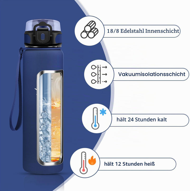 Thermosflasche 1L, Auslaufsicher Thermoskanne, BPA-Frei Isolierflasche, Trinkflasche Edelstahl für S
