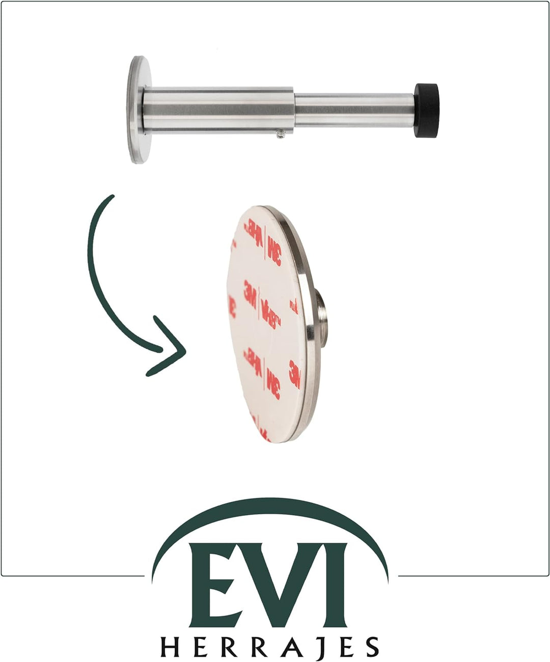 Verstellbarer Wandpuffer von 88 bis 128 mm | Dual-Installation, Klebebasis oder Schraube | Edelstahl