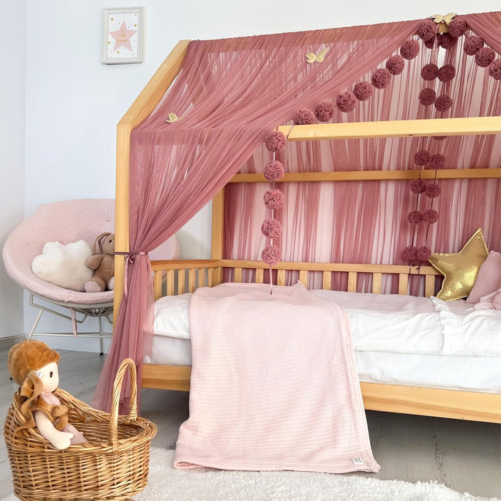 Montessori Betthimmel für Kinderzimmer für Mädchen und Jungen, elegantes Tüll-Kinderzimmer-Dekor, Kl