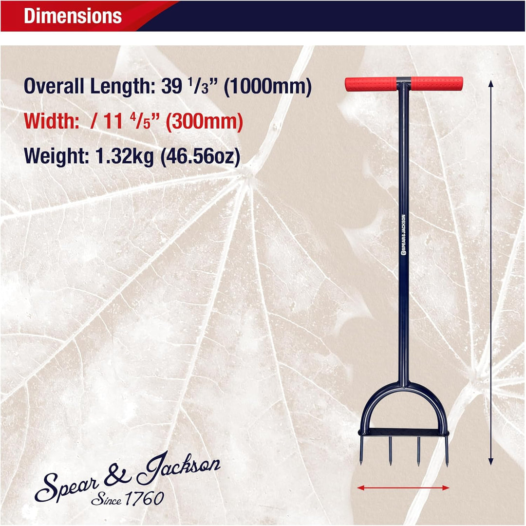 Spear & Jackson 4852LSA Rasenlüfter mit Spikes – Vollmetall-Ausführung mit Carbonstahl-Spitzen, brei