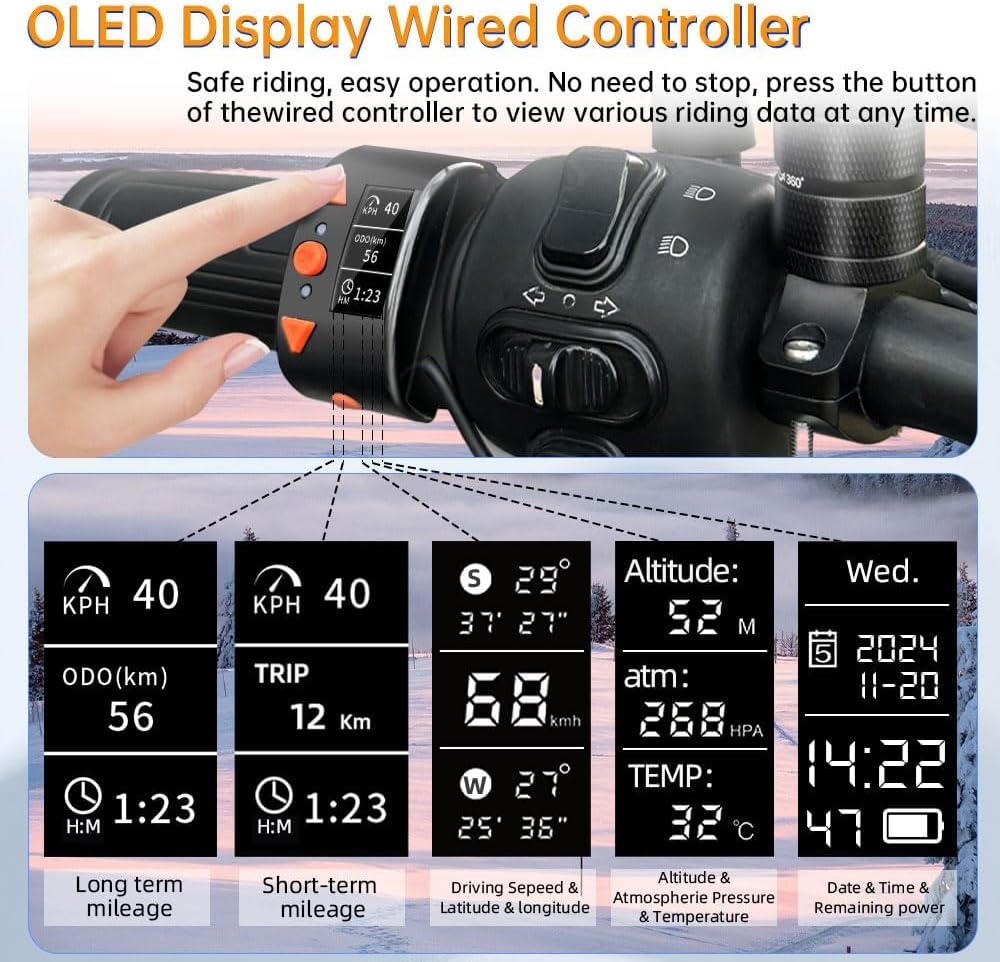 VSYSTO WiFi Motorrad Kamera, OLED Kabelcontroller, GPS, ODO Berechnung, wasserdicht HD 1080P 150 ° W