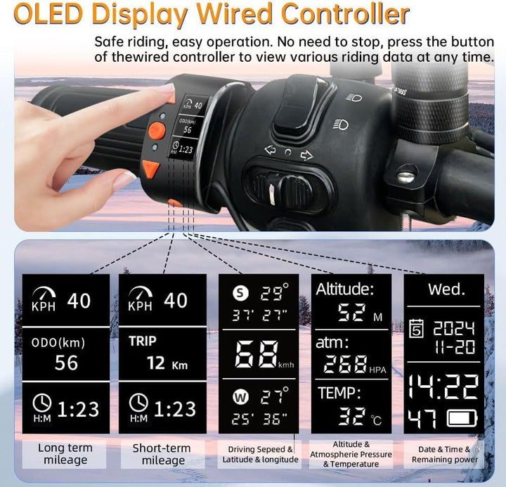 VSYSTO WiFi Motorrad Kamera, OLED Kabelcontroller, GPS, ODO Berechnung, wasserdicht HD 1080P 150 ° W