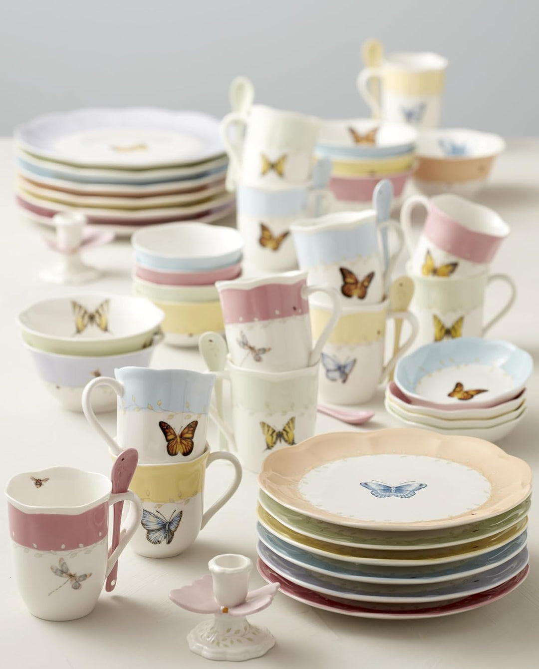 Lenox Tassen-Set mit Schmetterlingswiese, Weiss, 4 Stück, Tasse