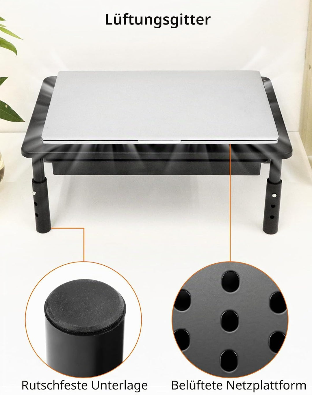 QWORK® Monitorständer mit Schublade,3 Höhenverstellungen,Kann 20 kg tragen, für PC Computer Monitor,