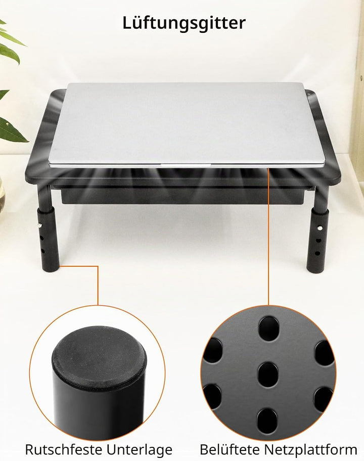 QWORK® Monitorständer mit Schublade,3 Höhenverstellungen,Kann 20 kg tragen, für PC Computer Monitor,