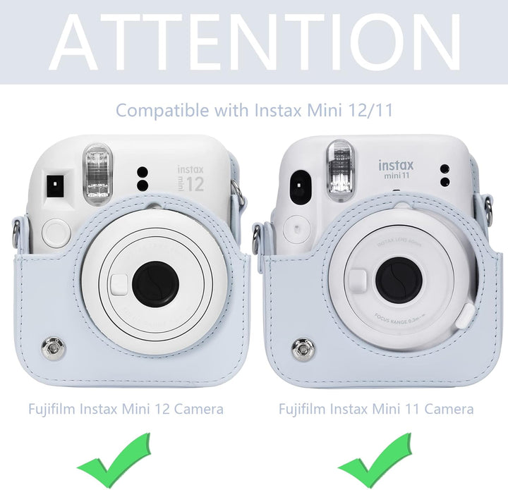 Aenllosi PU Leder Tasche Schutzhülle für Fujifilm Instax Mini 12/Mini 11 Sofortbildkamera Reisetasch