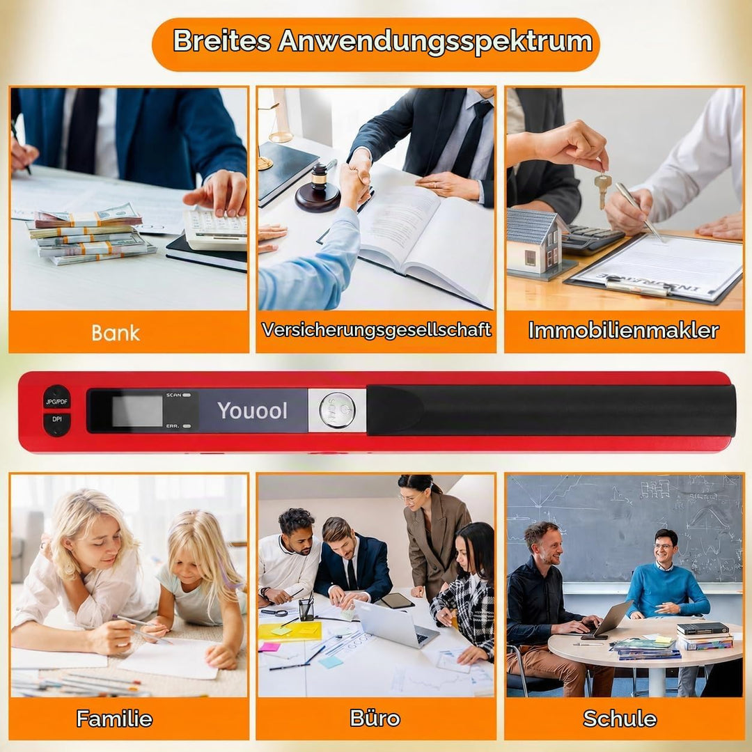 A4 Tragbarer Scanner, USB-Bildscanner, Handscanner, Farbscannen, 900 DPI, A4 Tragbarer Dokumentensca