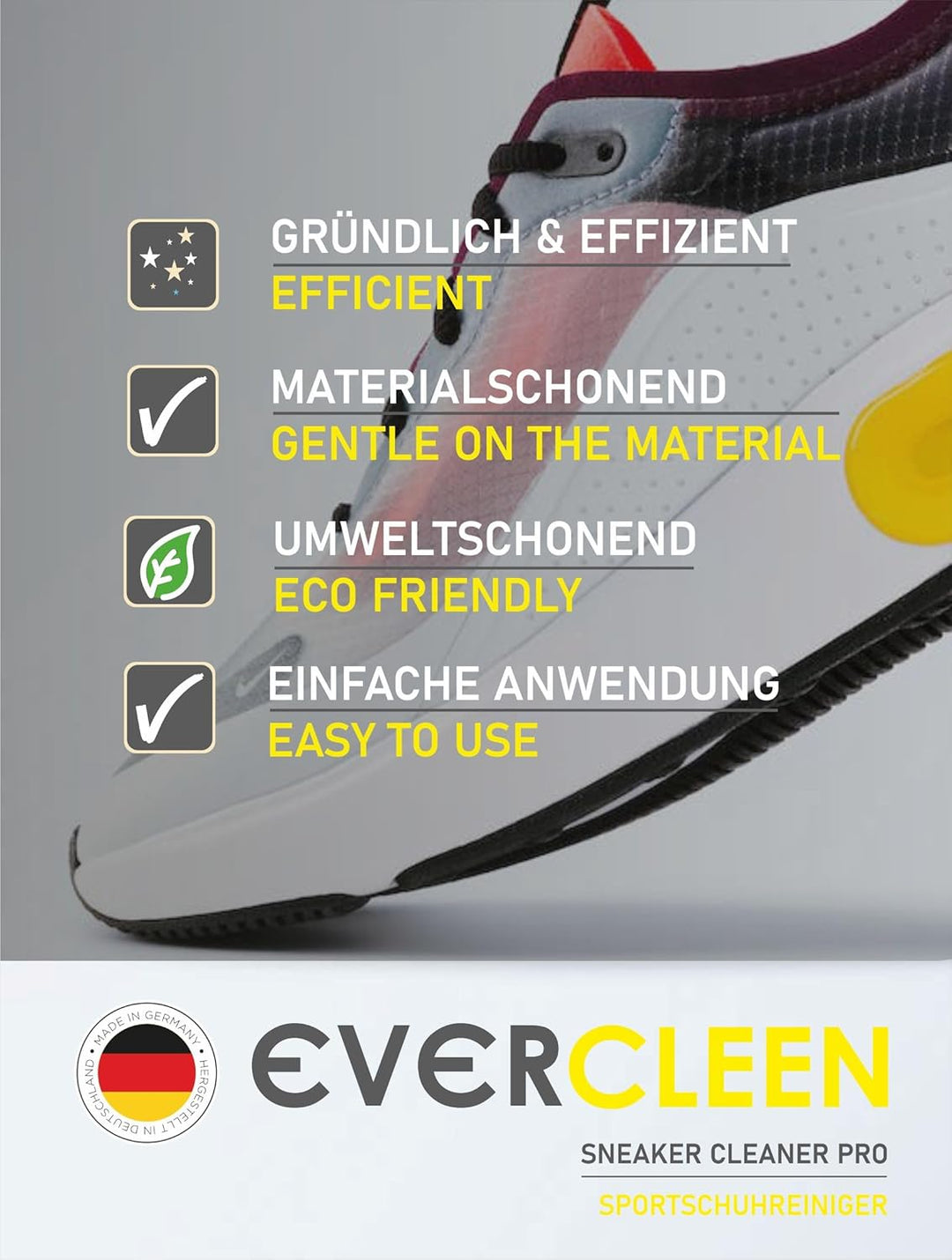 Made in Germany professioneller Sneaker Cleaner 2x 500ml + Mikrofasertuch + Bürste. Intensive Reinig