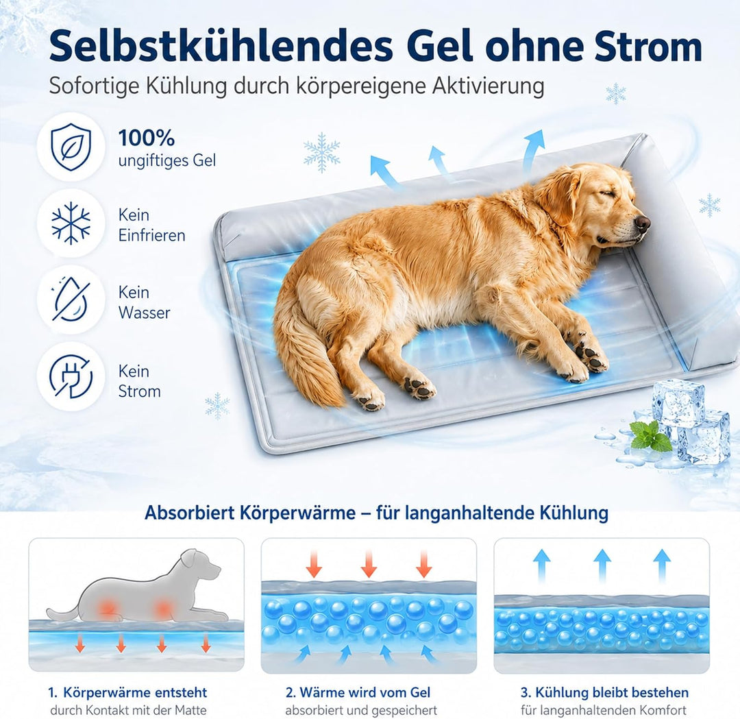 Kühlmatte Hund,58cmx48cm 2026 Neu Kühlmatte für Den Sommer,Selbstkühlende Hundematte,Waschbar kühlma
