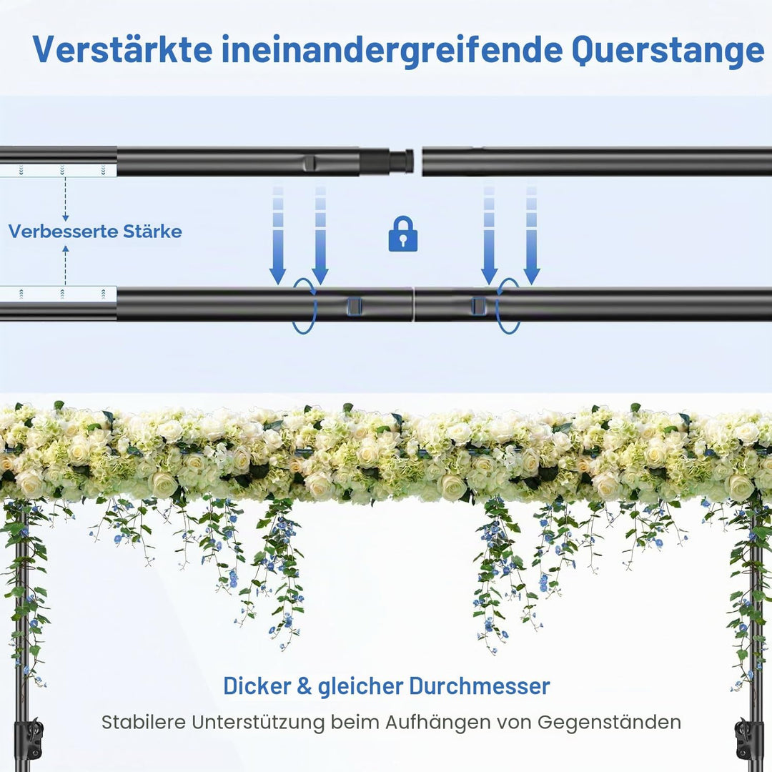 EMART Foto Hintergrund Ständer 3 X 3,6M, Verstellbarer Hintergrundsystem mit 4 Stück Hintergrundklem