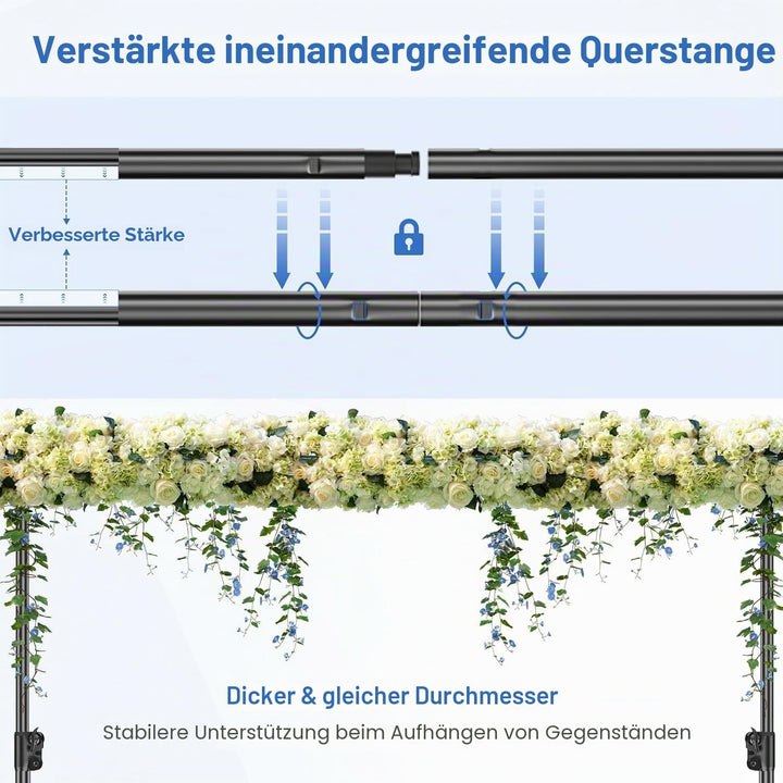 EMART Foto Hintergrund Ständer 3 X 3,6M, Verstellbarer Hintergrundsystem mit 4 Stück Hintergrundklem