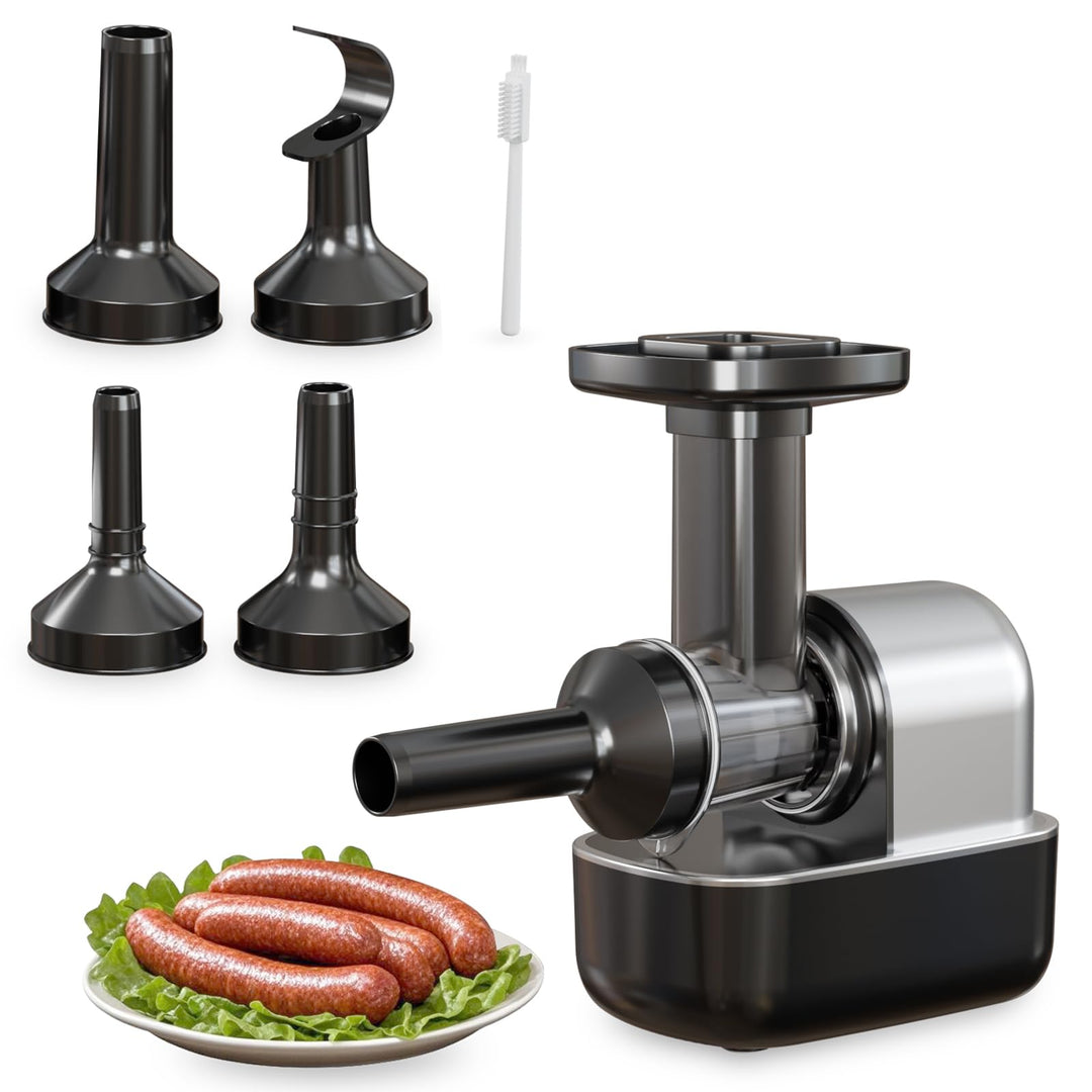 Elektrischer Wurstfüller, Fleischwolf mit Fleischbällchen-Aufsatz und 3 Wurstaufsätzen, Küchenmaschi