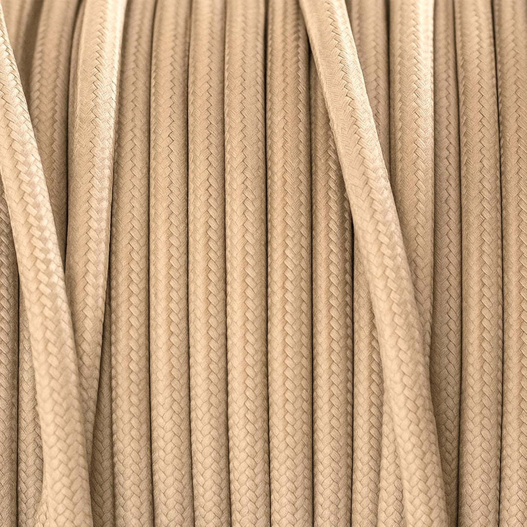 smartect Textilkabel 3-Adrig (3 x 0.75 mm²) Hellbraun, 5 Meter | Vintage Lampenkabel Stoff, Stromkab