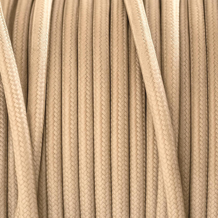 smartect Textilkabel 3-Adrig (3 x 0.75 mm²) Hellbraun, 50 Meter | Vintage Lampenkabel Stoff, Stromka