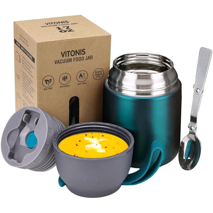 VITONIS Thermobehälter für Essen 500ml Edelstahl Isolierbehälter Gefäss für warme Speissen, Essen, S