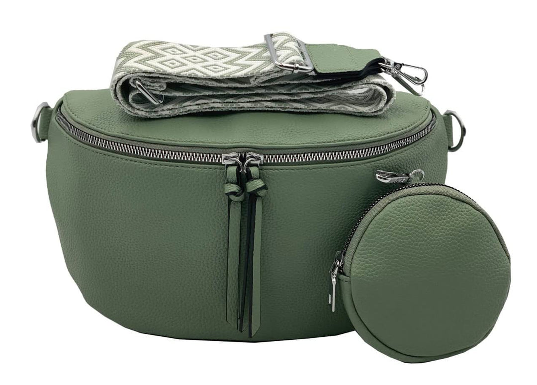 stylx Crossbody Bag Damen Leder Breiter Gurt Handtasche Umhängetasche Moderne Taschen mit breitem Sc