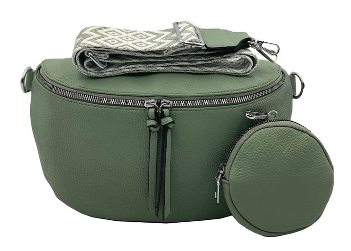 stylx Crossbody Bag Damen Leder Breiter Gurt Handtasche Umhängetasche Moderne Taschen mit breitem Sc