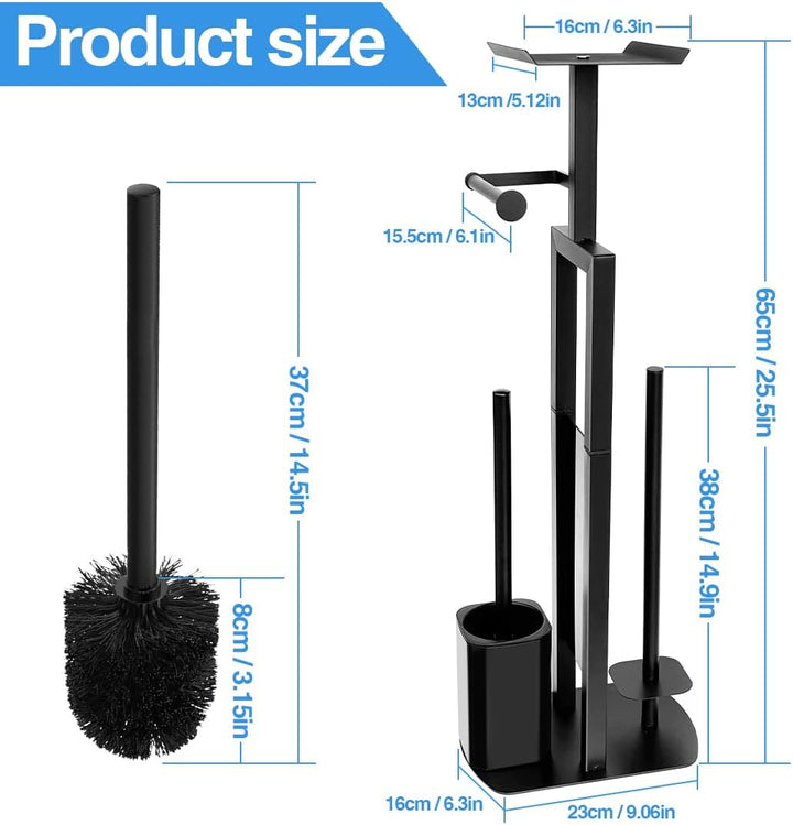 Edelstahl Klopapierhalter Stehend mit Klobürste - Toilettenpapierhalter mit Feuchttücherbox, Toilett