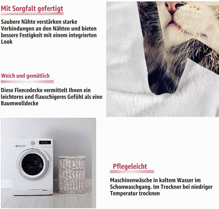 YISUMEI - 150 x 200 cm Decke - Liebenswerte Katze Fleecedecke,Kaschmir-Gefühl Kuscheldecke Geeignet