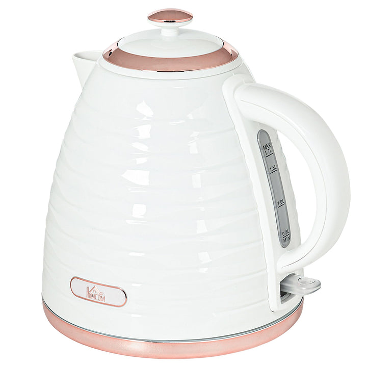 HOMCOM Wasserkocher 1,7 L, 2200W, Kabellos, Schnellkochfunktion, BPA-Frei, Elektrischer Wasserkocher