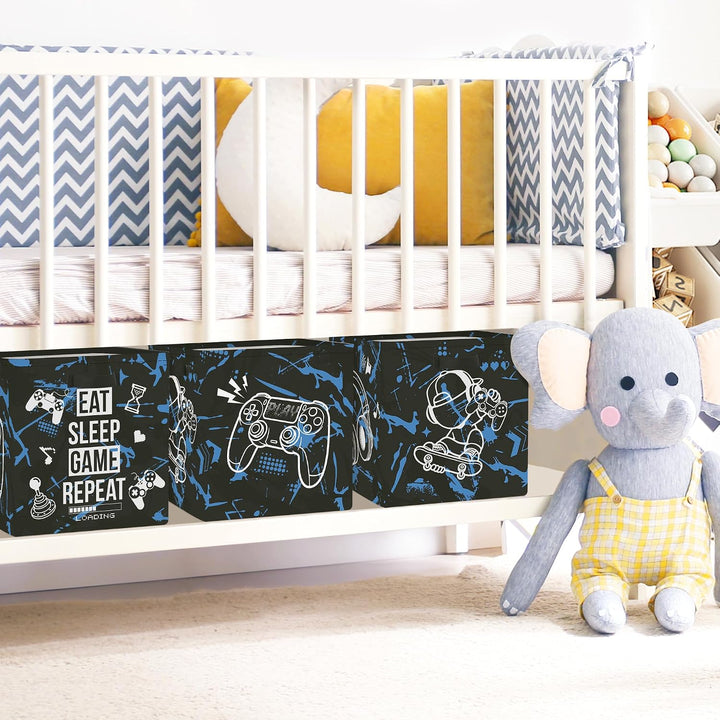 Clastyle 3 Stück Controller Aufbewahrungsbox Kinderzimmer Kallax Boxes Schwarz 30x30x30 cm, Schwarz