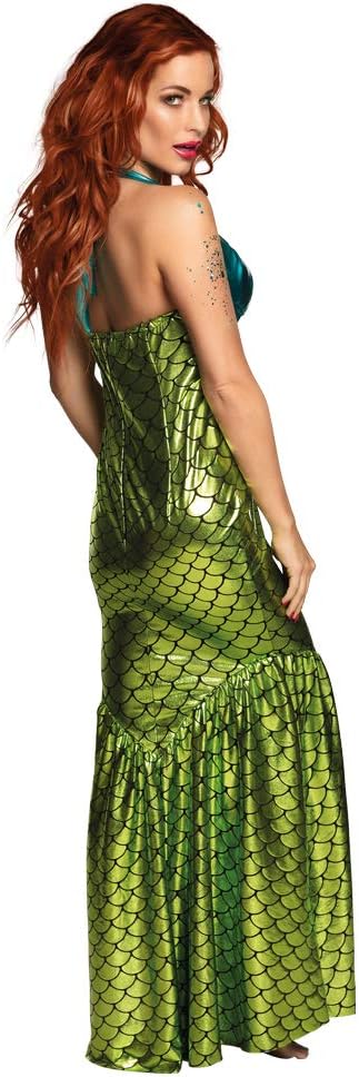 Boland - Kostüm für Erwachsene Meerjungfrau, langes, glänzendes Neckholder-Kleid, Nixe, Fabelwesen,