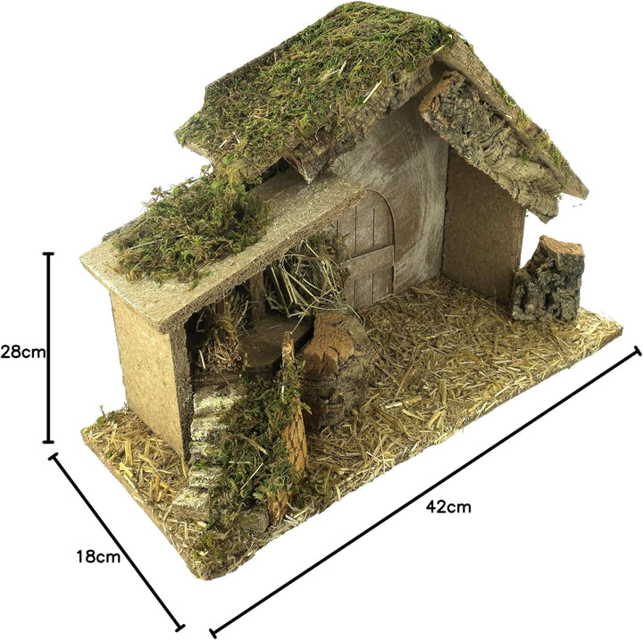 BERTONI Weihnachtskrippe aus Kork/Moos aus Holz, Mehrfarbig, Einheitsgrösse