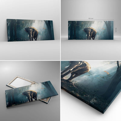 Wandbilder Dekoration Wohnzimmer elefant natur Panorama Bilder auf Leinwand 120x50cm Leinwandbild mi