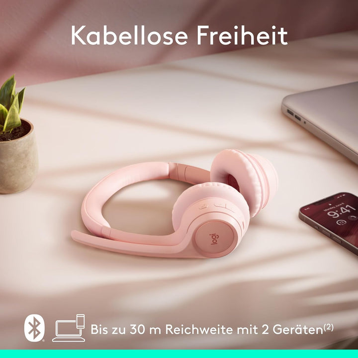 Logitech Zone 300 Wireless Bluetooth Headset mit Mikrofon inkl. Geräuschunterdrückung, kompatibel mi