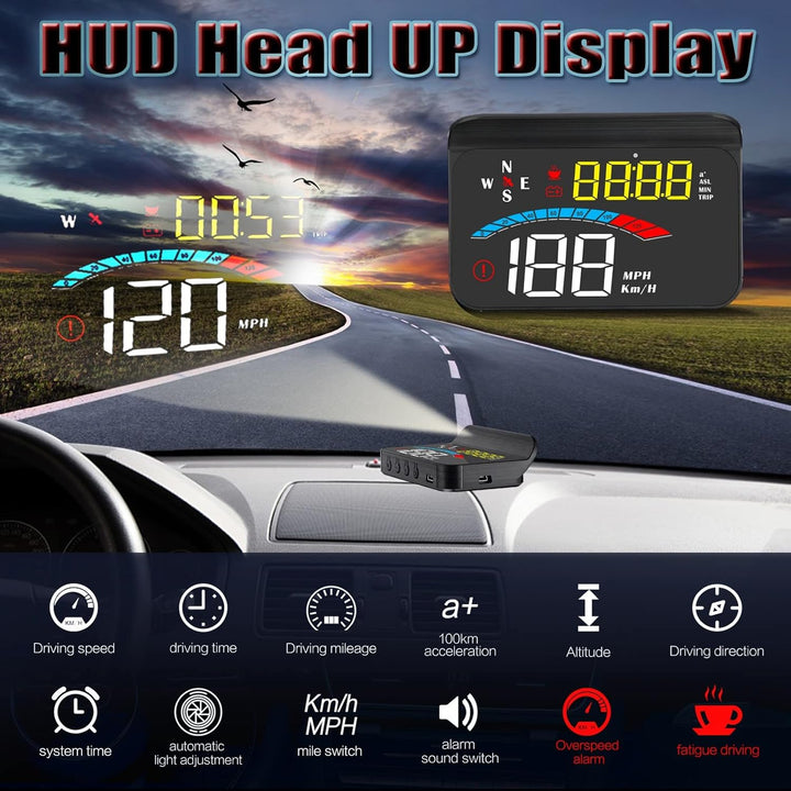 Head-Up-Display Auto, 3,5 Zoll GPS HUD für alle Autos und LKWs, Windschild-LED-Projektor, Reflexions