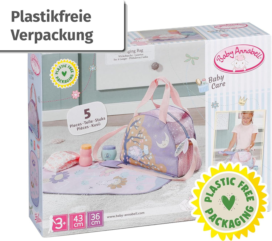 Baby Annabell Borsa fasciatoio DOLL, Puppenwickeltasche, Wickeltasche mit Wickelunterlage, Windel un