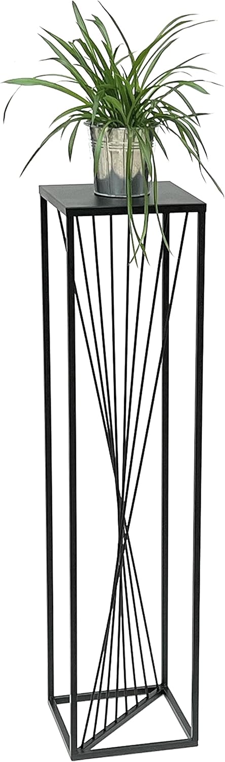 DanDiBo Blumenhocker Metall Schwarz Eckig 70-100 cm Blumenständer Beistelltisch Blumensäule Design M
