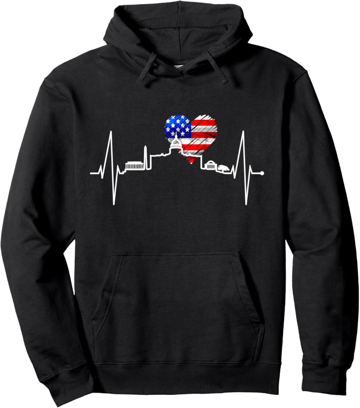 Washington Skyline Herzschlag USA Liebe Herz Love Washington Pullover Hoodie
