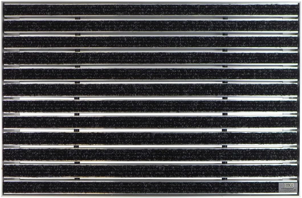 Emco Fussmatte eingelassen mit Rahmen 15 mm, Rips Anthrazit, Grösse:100x80cm, 100x80cm