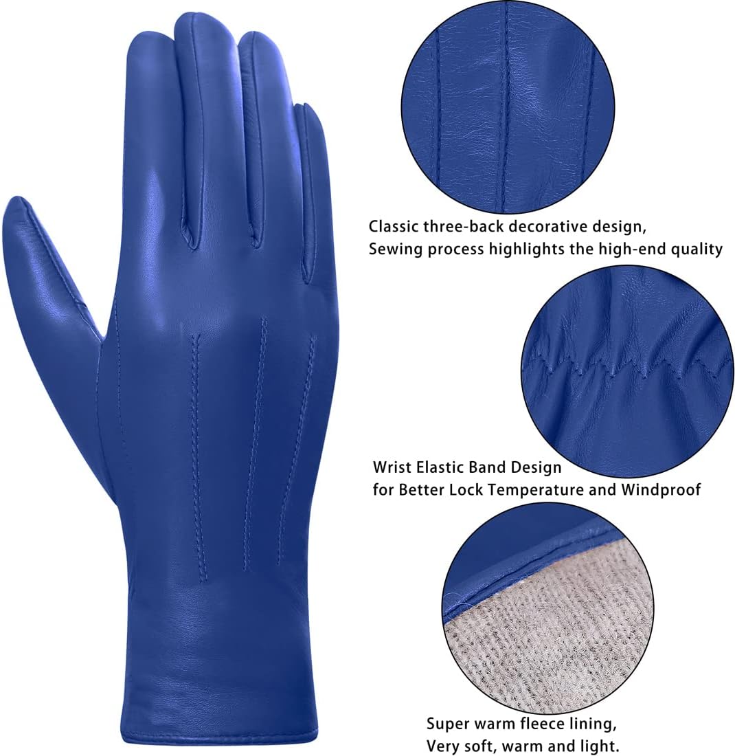 Harssidanzar Damen Lederhandschuhe Winter Warmes Kaschmirfutter Touchscreen Vintage Finished GL017EU