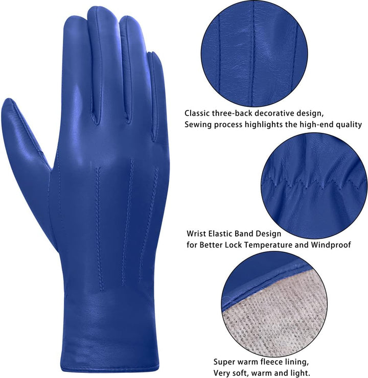 Harssidanzar Damen Lederhandschuhe Winter Warmes Kaschmirfutter Touchscreen Vintage Finished GL017EU