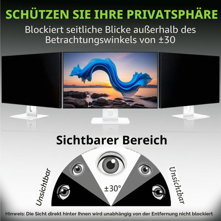 2 Stück Sichtschutzfolie für 27 Zoll 16:9 (59.7x33.6cm) Monitor - Blaulichtfilter &amp; Blendschutz, Abn
