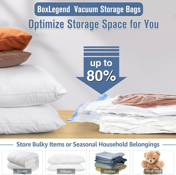 BoxLegend Vakuumbeutel für Kleidung 15 Stück (1XXL+2XL+5L+5M+2S) Vakuum Aufbewahrungsbeutel Kleiderb