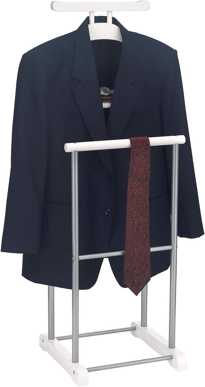 CARO-Möbel Herrendiener Assam in weiss mit Ablage, Stummer Diener, praktische Kleiderablage, moderne