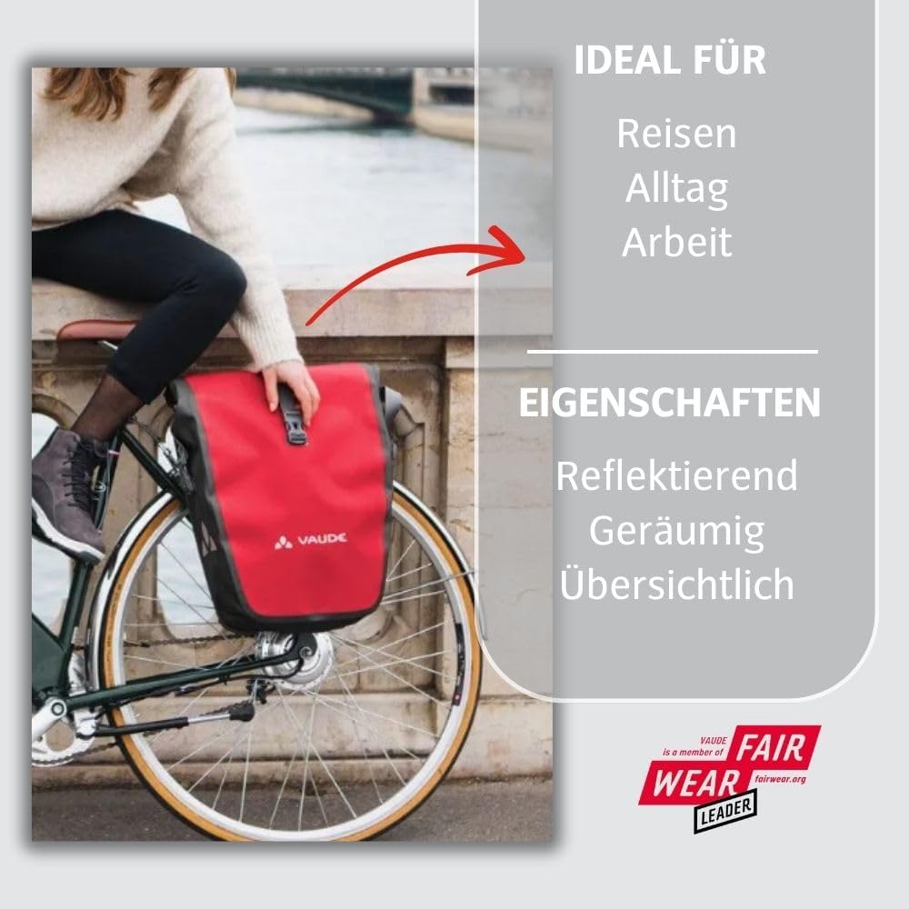 VAUDE Fahrradtaschen für Gepäckträger Aqua Back 2x24L, 2 x Hinterradtaschen wasserdicht, Fahrrad Gep