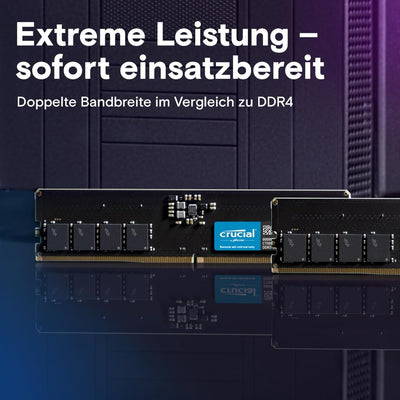 Crucial RAM 32GB Kit (2x16GB) DDR5 4800MHz CL40 Desktop-Speicher CT2K16G48C40U5 32GB Kit (2x16GB) 48