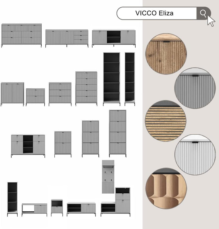 Vicco Schuhschrank Eliza, Weiss, 100 x 45 cm mit Klapptür, Weiss