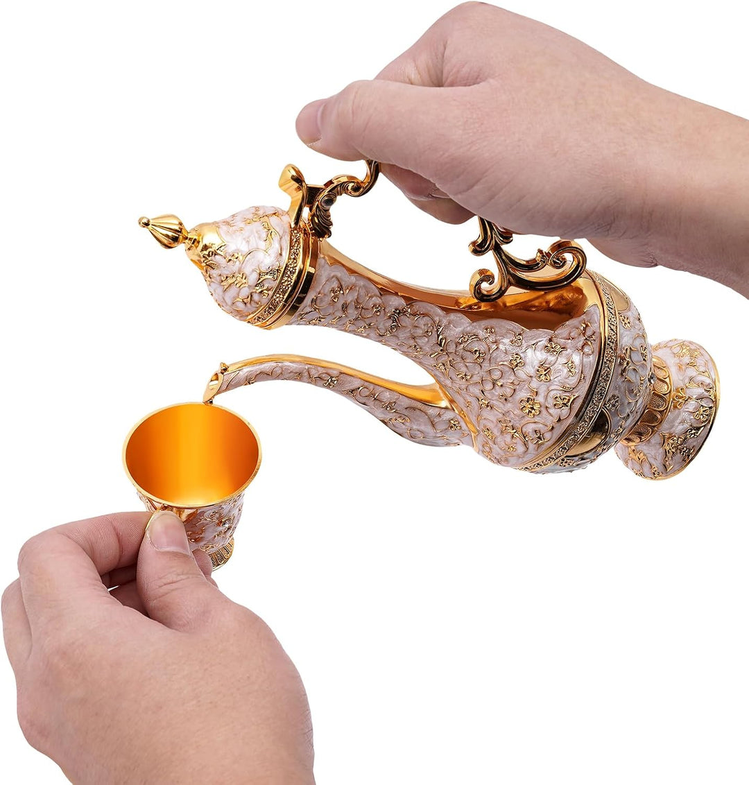 Kaffeetasse und Teekanne Set | Teeservice Set für Teetisch Dekoration Teeservice 6 Stück Zinklegieru