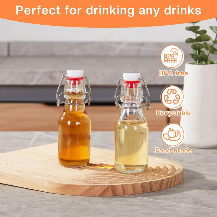 Zanfqvo Glasflaschen 100ml mit Bügelverschluss, 12 Stück Kleine Flaschen Zum Befüllen, Bügelflasche