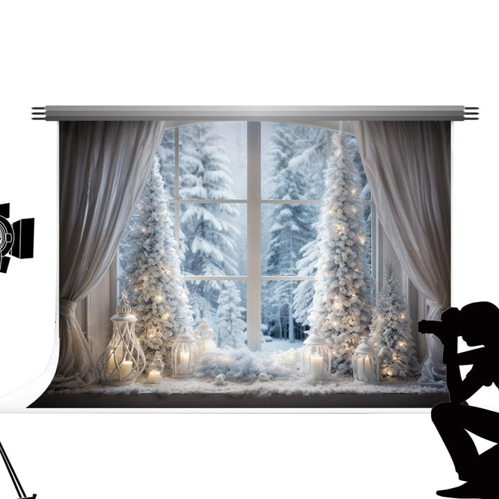 Kate Weihnachts-Fotohintergrund, 3 x 2 m, Weihnachtsbaum, Fotokabine, Hintergrund, Schneelandschaft,